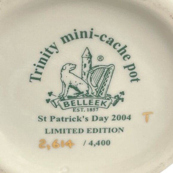 Belleek Trinity Mini-Cache Pot, St. Patrick’s Day 2004, Limited Edition #2614/44 - Picture 6 of 6
